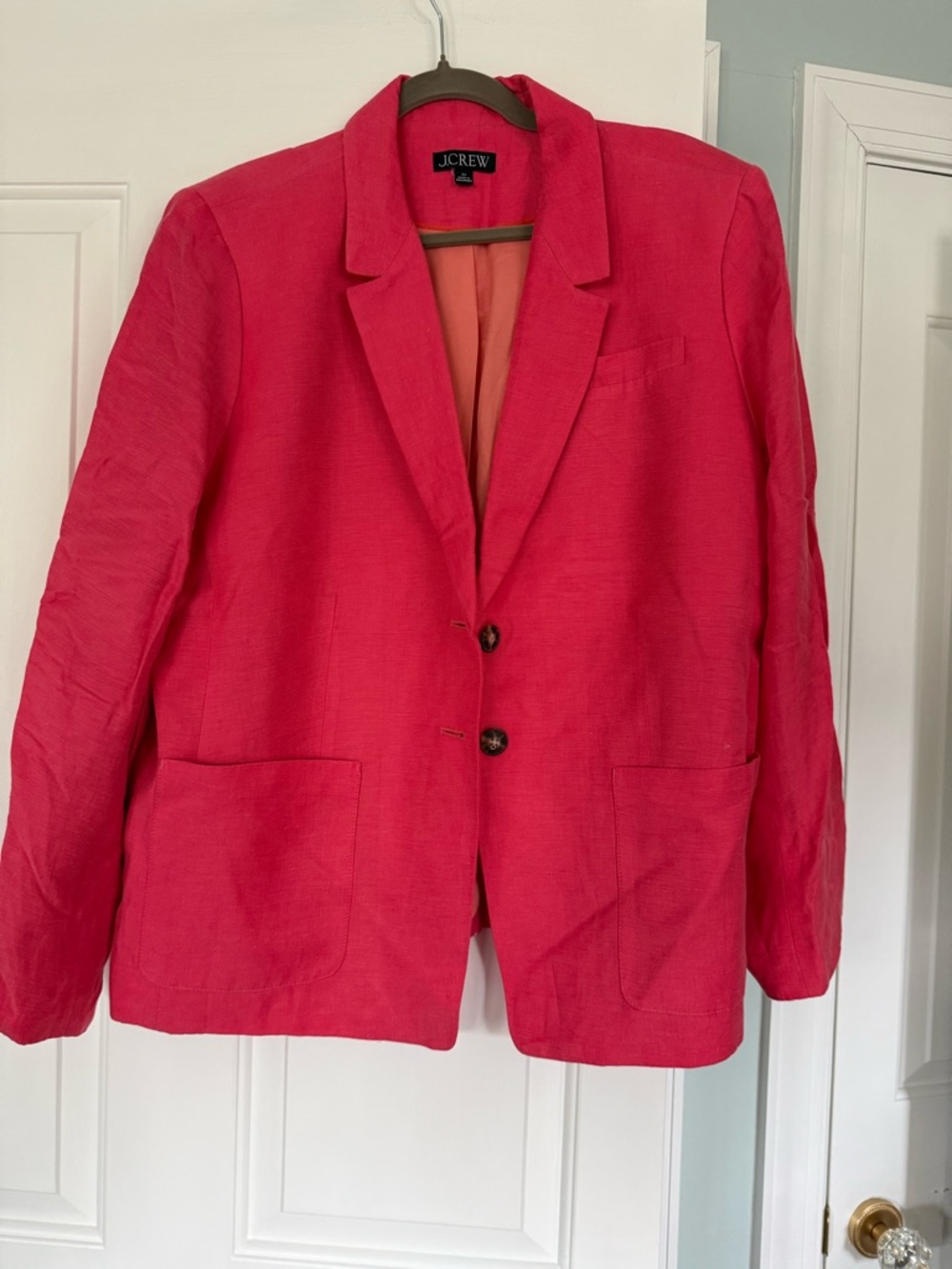 J. Crew Coral Notch-Lapel Linen Blazer